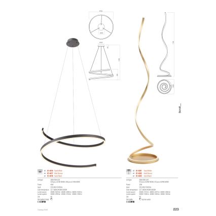 Redo 01-4283 - Dæmpbar LED-gulvlampe SCROLL LED/30W/230V 3000K/4000K/6000K CRI 90 sort