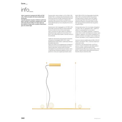 Redo 01-4301 - DUNE LED dæmpbar pendel med stålwire LED/48W/230V 3000K CRI 90 hvid/guld