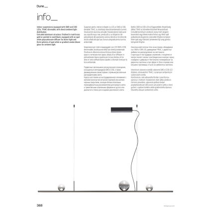 Redo 01-4302 - Dæmpbar LED-pendel på wire DUNE LED/48W/230V 3000K CRI 90 sort/røget