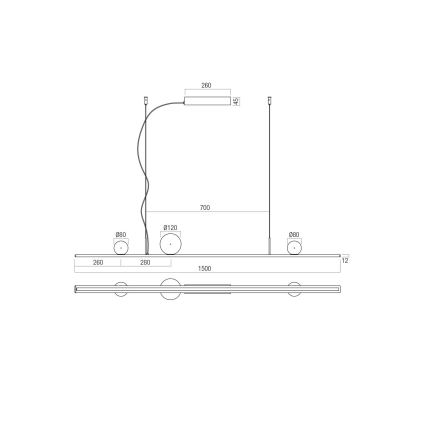 Redo 01-4302 - Dæmpbar LED-pendel på wire DUNE LED/48W/230V 3000K CRI 90 sort/røget
