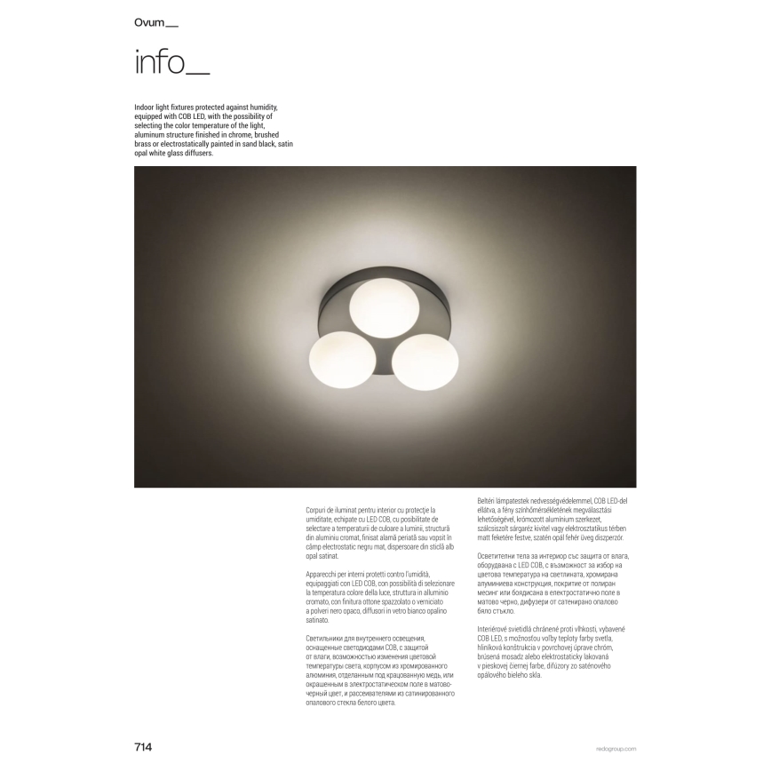 Redo 01-4310 - LED-badeværelsesloftlampe OVUM 4xLED/5W/230V 3000/4000K CRI 90 IP44 hvid/messing