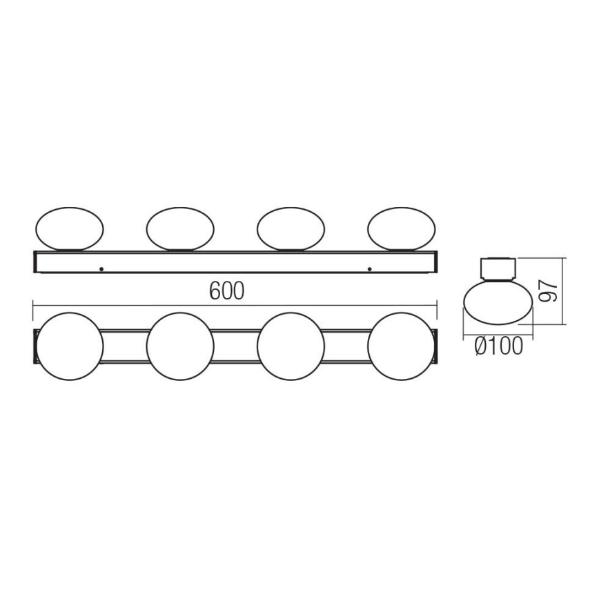 Redo 01-4311 - LED loftlampe til badeværelse OVUM 4xLED/5W/230V 3000/4000K CRI 90 IP44 hvid/sort