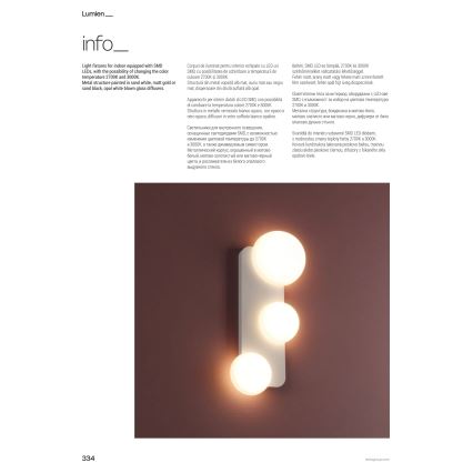 Redo 01-4329 - LED væglampe LUMIEN 3xLED/18W/230V 2700/3000K CRI 90 hvid/guld