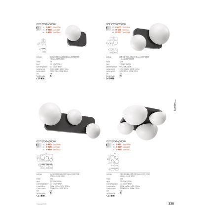 Redo 01-4330 - LED vægarmatur LUMIEN 3xLED/18W/230V 2700/3000K CRI 90 hvid/sort