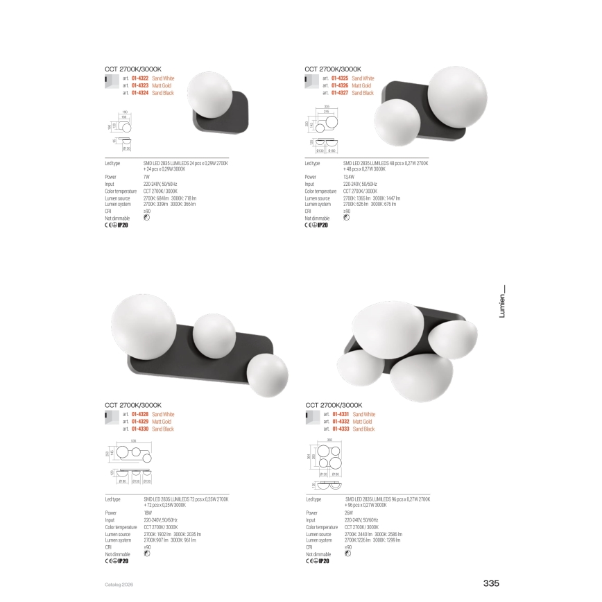 Redo 01-4333 - LED loftlampe LUMIEN 4xLED/26W/230V 2700/3000K CRI 90 hvid/sort