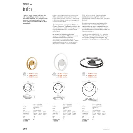 Redo 01-4358 - Dæmpbar LED-loftlampe TORSION LED/40W/230V 2700/3000/4000K CRI 90 Ø 56 cm guldfarvet