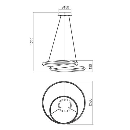 Redo 01-4360 - LED dæmpbar pendel på wire TORSION LED/40W/230V 2700/3000/4000K CRI 90 Ø 56 cm hvid