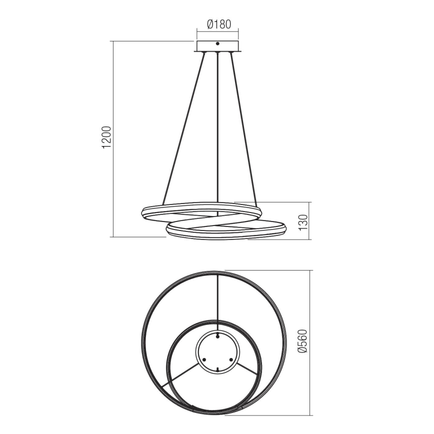Redo 01-4360 - LED dæmpbar pendel på wire TORSION LED/40W/230V 2700/3000/4000K CRI 90 Ø 56 cm hvid