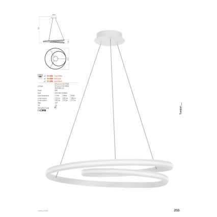 Redo 01-4365 - Dæmpbar LED-pendel med wireophæng TORSION LED/60W/230V 2700/3000/4000K Ra 90 Ø 75,2 cm sort