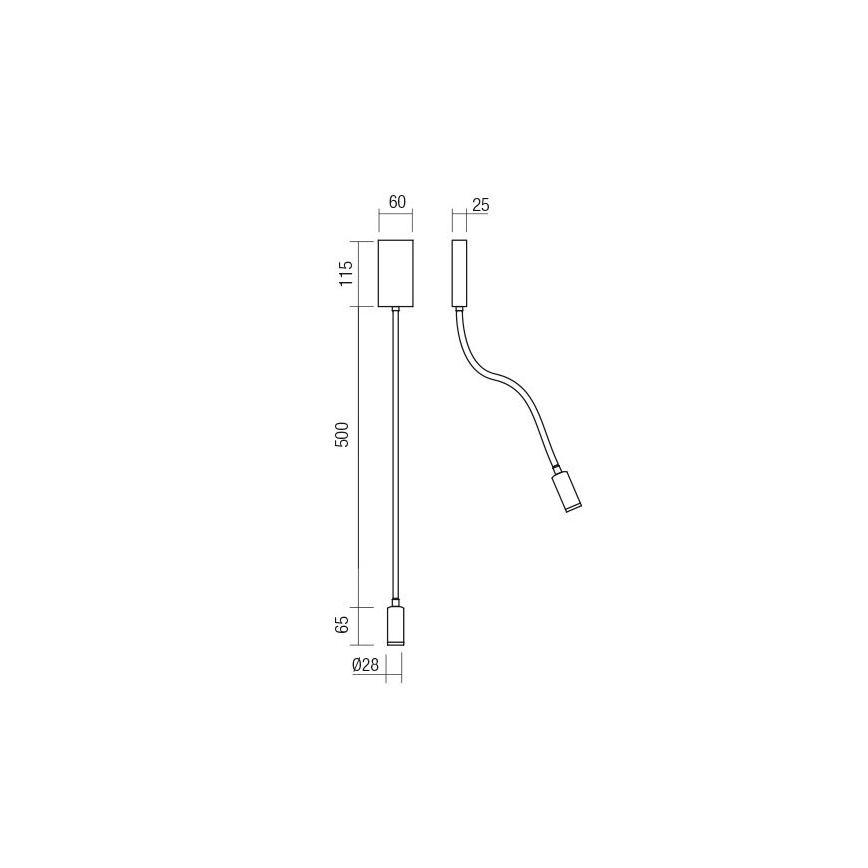 Redo 01-4475 - WALLIE fleksibel LED-lampe, 3W/230V, USB, CRI 90, bronzefarvet