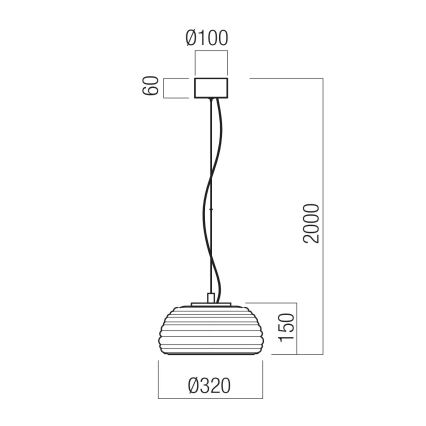 Redo 01-4541 - Dæmpbar LED-pendel med wire ONDULA LED/12W/230V 2700K/3000K CRI 90 Ø 32 cm sort/røget