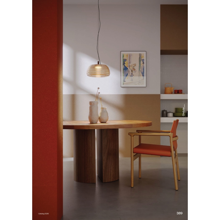 Redo 01-4542 - LED-dæmpbar pendel på kabel ONDULA LED/16W/230V 2700K/3000K CRI 90 Ø 41 cm beige/røget