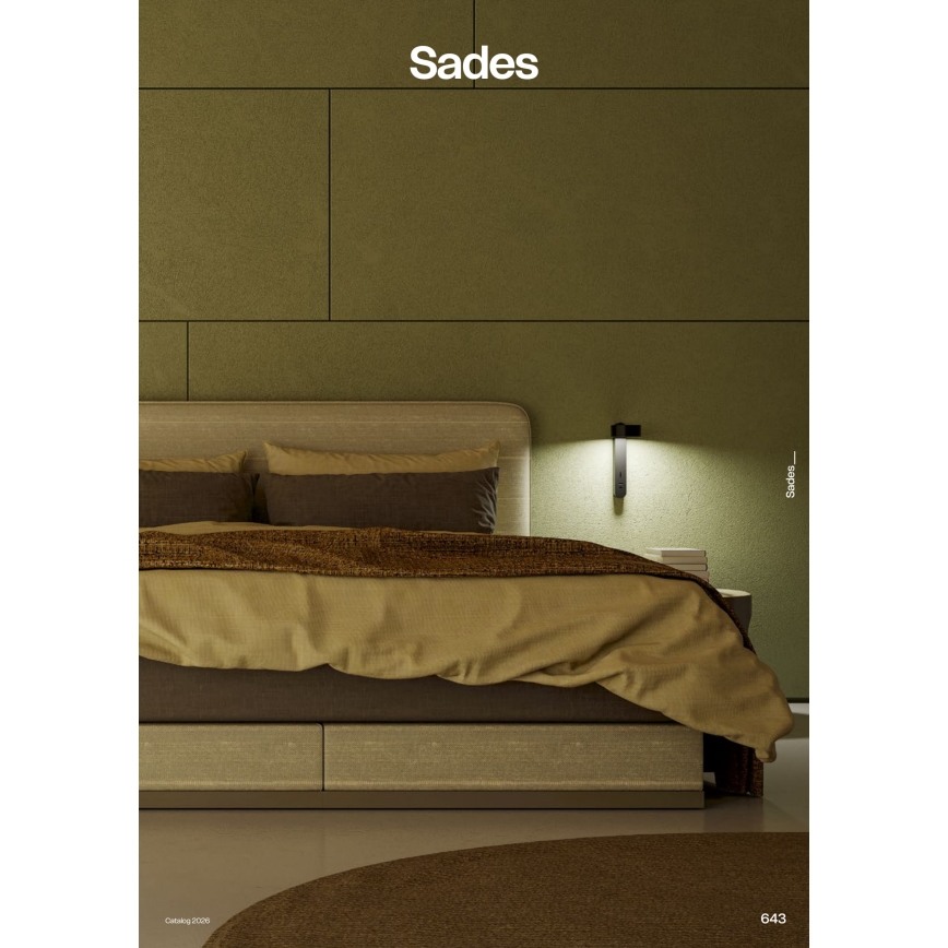 Redo 01-4643 - LED væglampe SADES LED/6W/230V CRI 90 USB sort