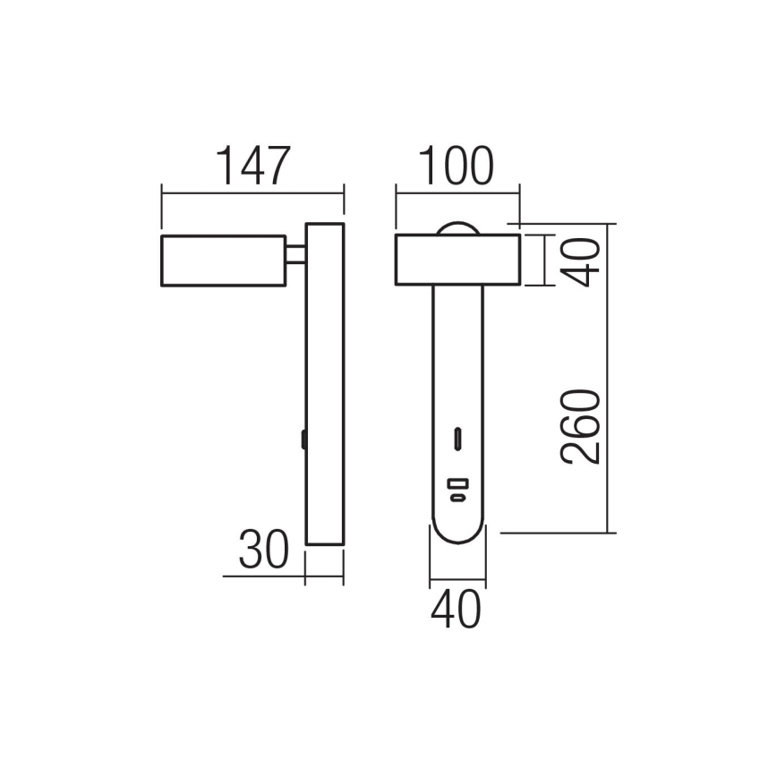 Redo 01-4643 - LED væglampe SADES LED/6W/230V CRI 90 USB sort