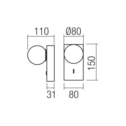 Redo 01-4656 - LED væglampe NORMA LED/5W/230V CRI 90 USB hvid