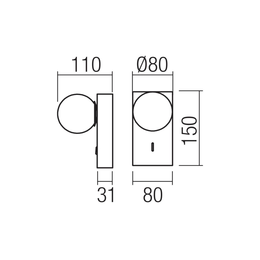 Redo 01-4659 - LED væglampe NORMA LED/5W/230V CRI 90 USB hvid/sort