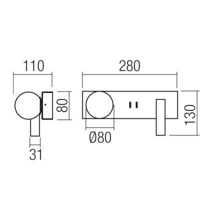 Redo 01-4662 - LED væglampe NORMA LED/5W/230V + LED/3W CRI 90 USB hvid/bronze