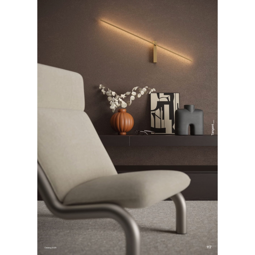 Redo 01-4674 - TANGENT LED-væglampe, 9W/230V, 2700/2850/3000K, CRI 90, guld