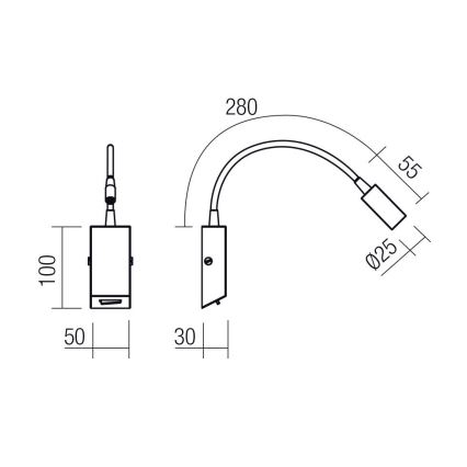 Redo 01-4802 - HELLO fleksibel LED-lampe LED/3W/230V, bronzefarvet