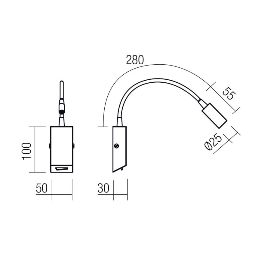 Redo 01-4802 - HELLO fleksibel LED-lampe LED/3W/230V, bronzefarvet