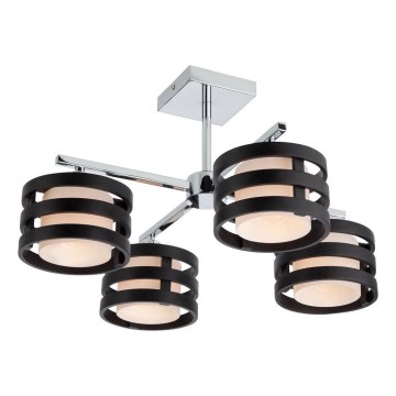 Redo 01-627 - Loftlampe på stang KIM 4xE14/28W/230V blank krom/sort