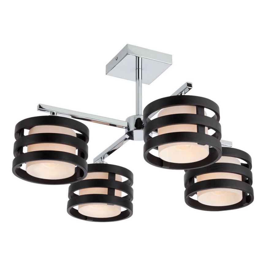 Redo 01-627 - Loftlampe på stang KIM 4xE14/28W/230V blank krom/sort