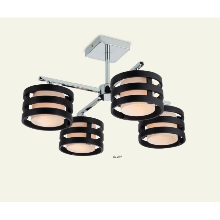 Redo 01-627 - Loftlampe på stang KIM 4xE14/28W/230V blank krom/sort