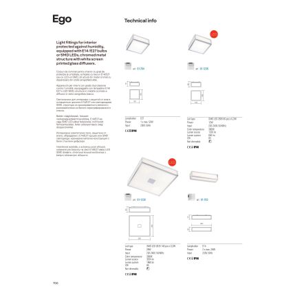 Redo 01-703 - Badeværelsesvæglampe EGO 2xE14/28W/230V 36 cm IP44 poleret krom
