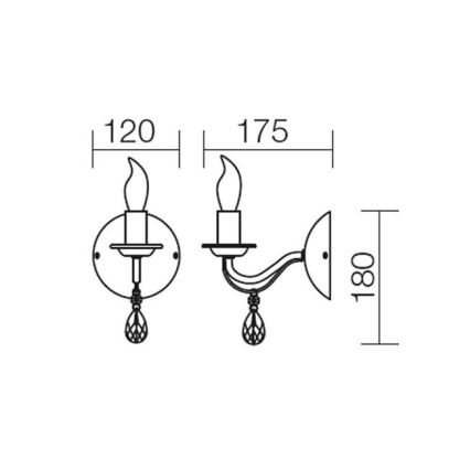 Redo 02-709 - Væglampe FABIOLA 1xE14/28W/230V