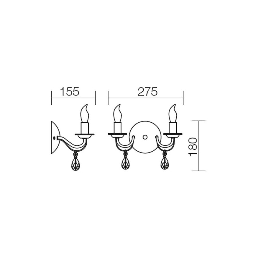 Redo 02-710 - Væglampe FABIOLA 2xE14/28W/230V
