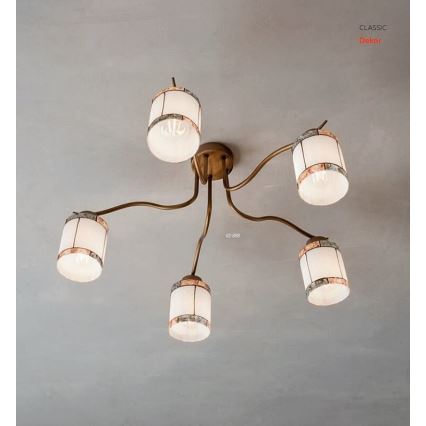Redo 02-888 - Loftlampe DEKOR 5xE27/42W/230V diameter 52,3 cm bronze