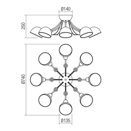 Redo 02-968 - Pendellampe SILMA 8xE14/40W/230V