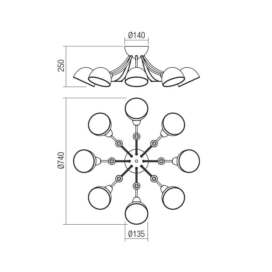 Redo 02-968 - Pendellampe SILMA 8xE14/40W/230V