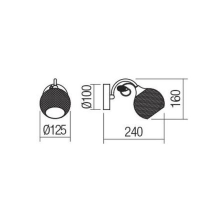Redo 02-969 - Væglampe ASPERA 1xE14/28W/230V sort