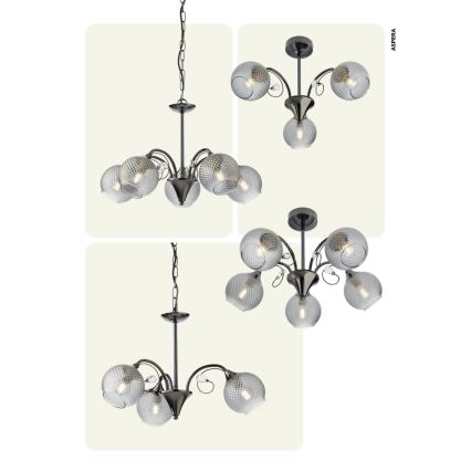 Redo 02-970 - Pendellampe ASPERA 3xE14/28W/230V sort