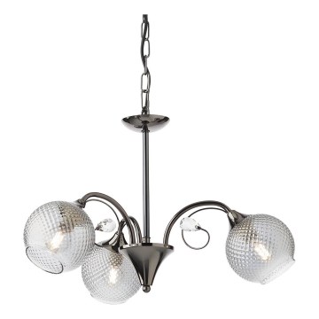 Redo 02-972 - Kædeophængt lysekrone ASPERA 3xE14/28W/230V Ø 52 cm sort