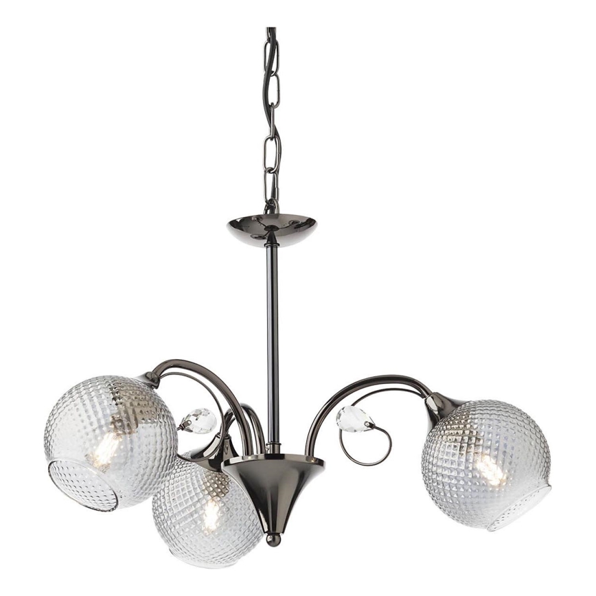 Redo 02-972 - Kædeophængt lysekrone ASPERA 3xE14/28W/230V Ø 52 cm sort