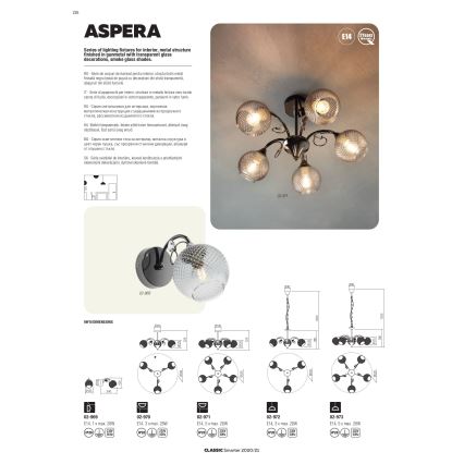 Redo 02-973 - Pendel med kædeophæng ASPERA 5xE14/28W/230V sort
