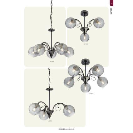 Redo 02-973 - Pendel med kædeophæng ASPERA 5xE14/28W/230V sort