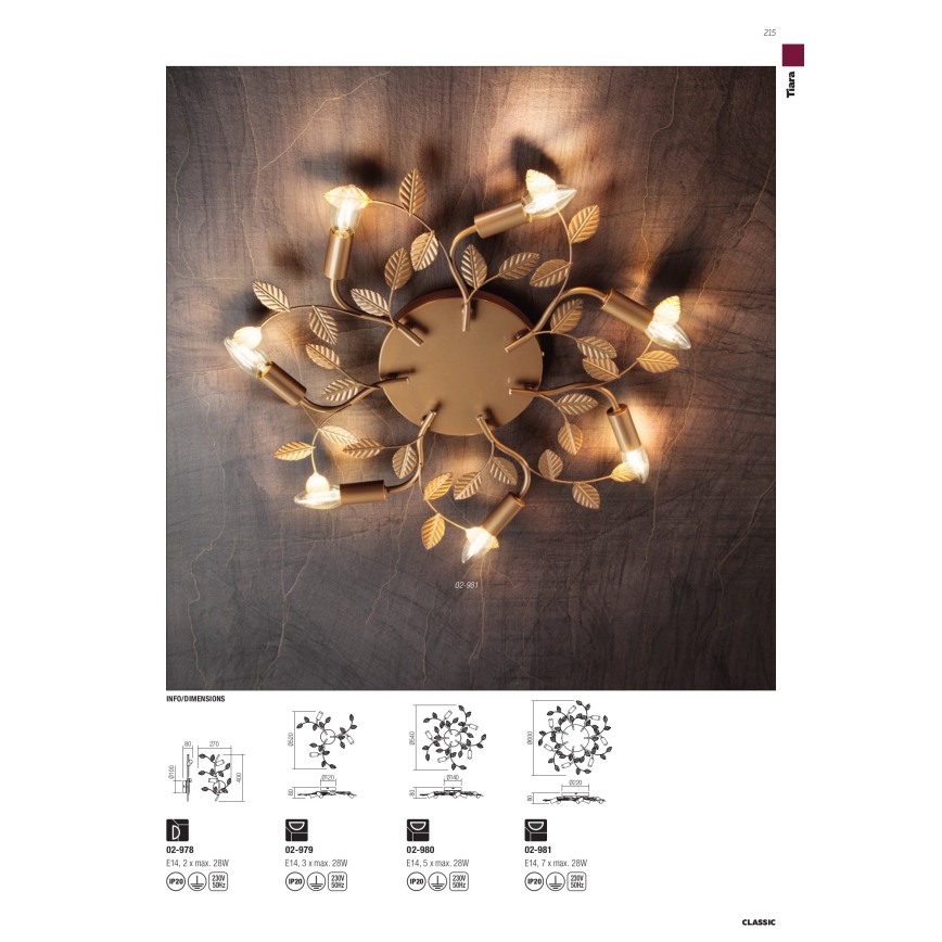 Redo 02-980 - Loftlampe TIARA 5xE14/28W/230V