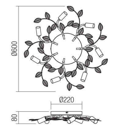 Redo 02-981 - Loftlampe TIARA 7xE14/28W/230V