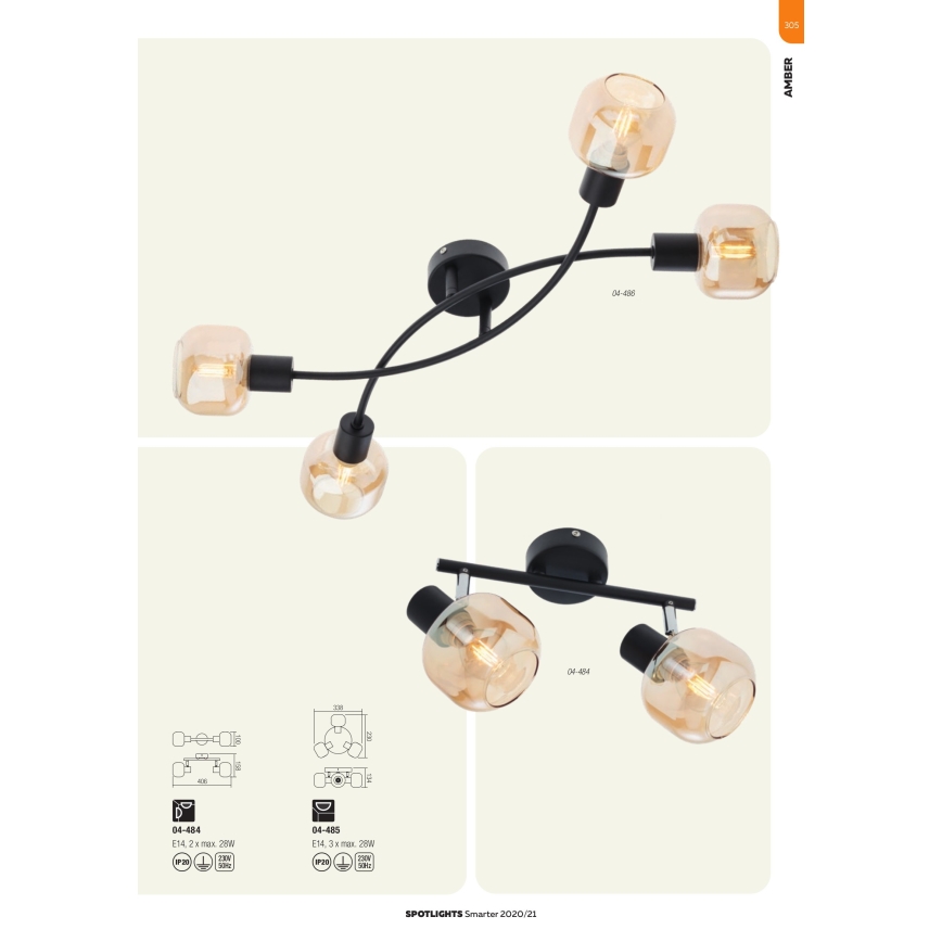 Redo 04-486 - Spotlys AMBER 4xE14/28W/230V