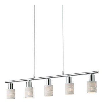 Redo 04-509 - Lysekrone med wireophæng VERTIGO 5xE14/28W/230V blank krom/hvid