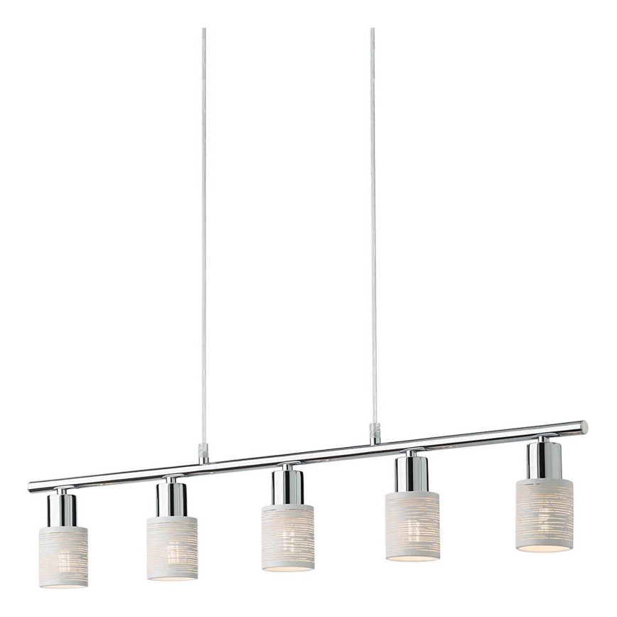 Redo 04-509 - Lysekrone med wireophæng VERTIGO 5xE14/28W/230V blank krom/hvid