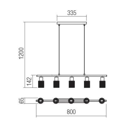 Redo 04-509 - Lysekrone med wireophæng VERTIGO 5xE14/28W/230V blank krom/hvid