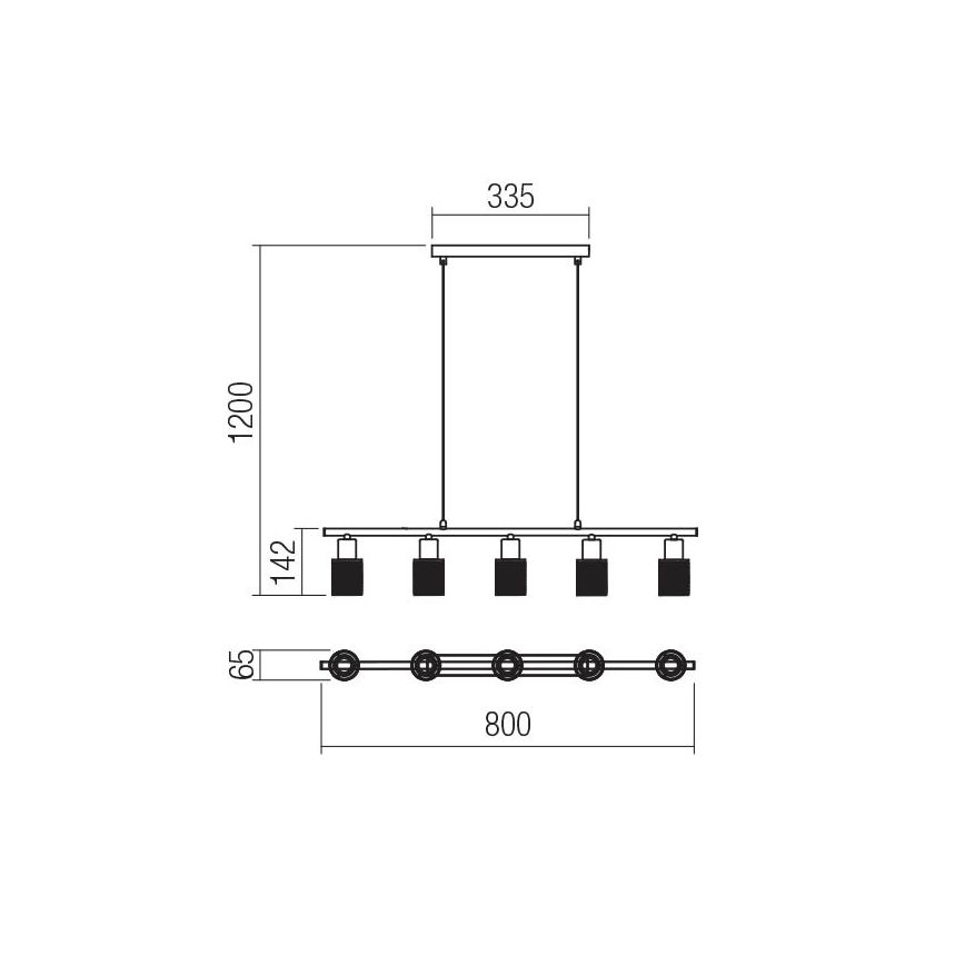 Redo 04-509 - Lysekrone med wireophæng VERTIGO 5xE14/28W/230V blank krom/hvid