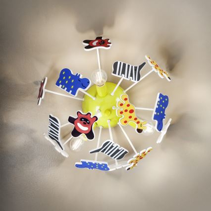 Redo 04-514 - Børne loftlampe SAFARI 3xE14/28W/230V Ø 41 cm farverig