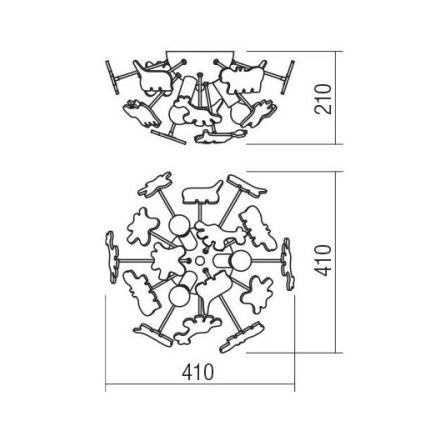 Redo 04-514 - Børne loftlampe SAFARI 3xE14/28W/230V Ø 41 cm farverig