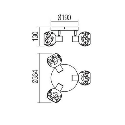 Redo 04-518 - Spotlampe TORN 3xE14/28W/230V