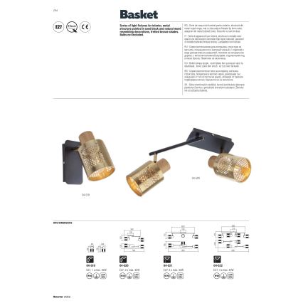 Redo 04-521 - Loftlampe BASKET 3xE27/42W/230V bronzefarvet